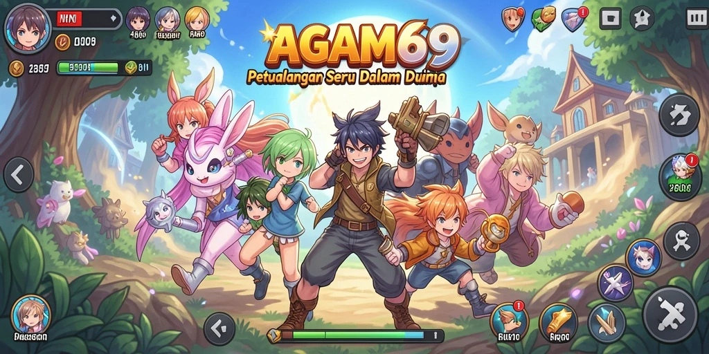 Tampilan gameplay menarik dari AGAM69 dengan karakter anime ikonik.
