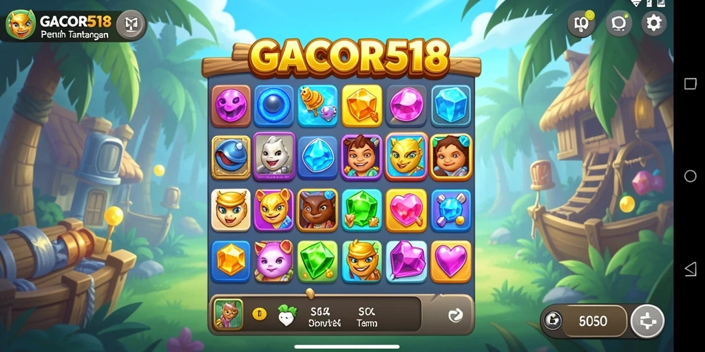 Screenshot gameplay GACOR518 menampilkan aksi Match-3 yang seru.