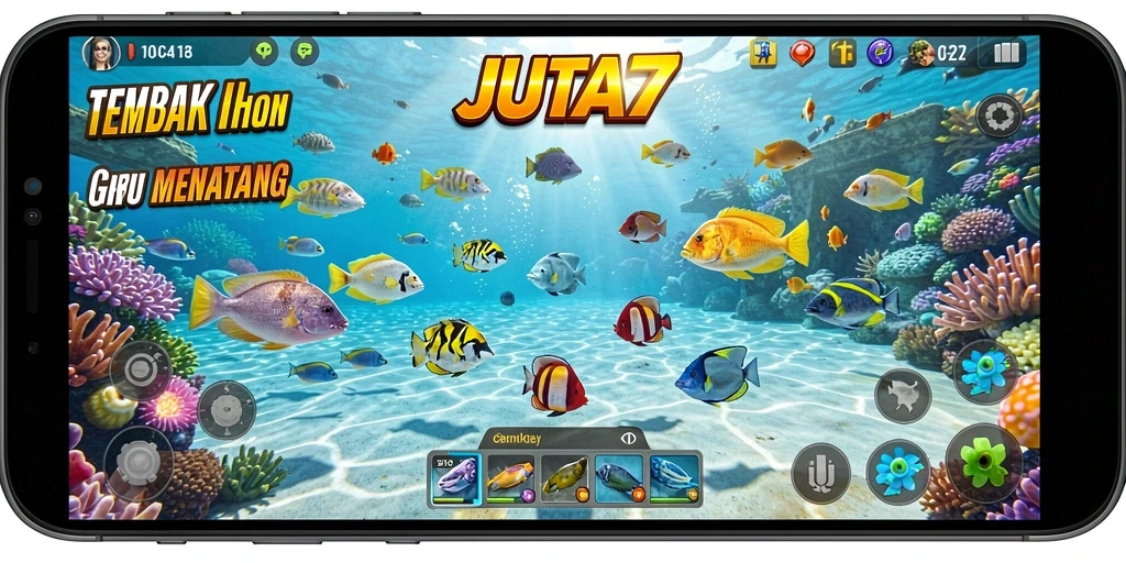 Tangkapan layar utama dari gameplay Tembak Ikan yang mendebarkan.