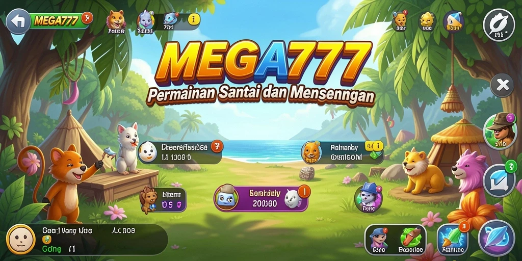 Tampilan gameplay MEGA777 yang cerah dan menarik.