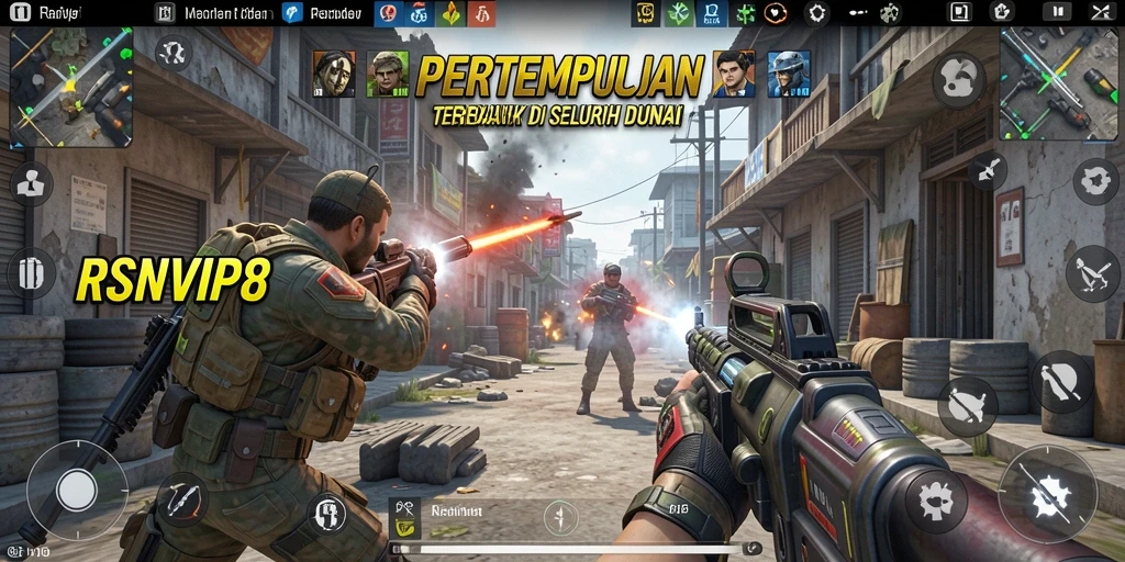 Gameplay RSNVIP8 menunjukkan aksi seru dalam pertempuran FPS.